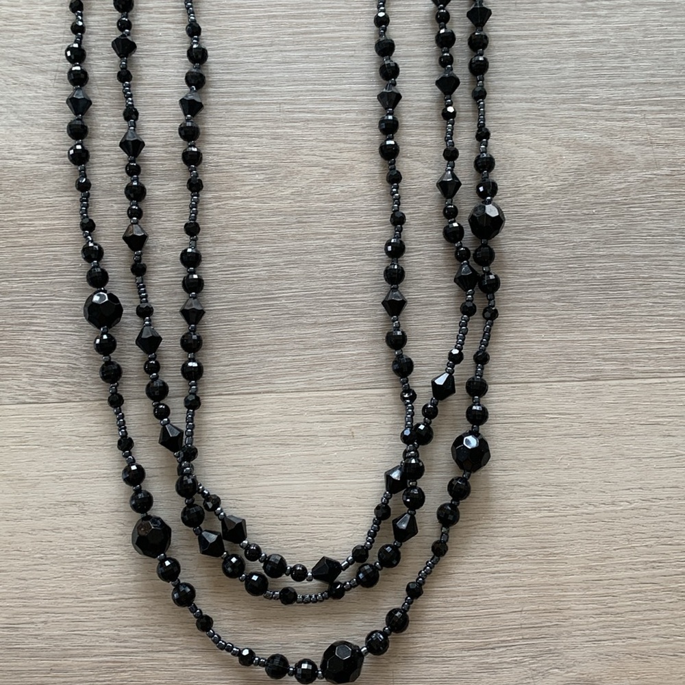Black Layered Acrylic Beaded Baddie Whimsigoth Spring Festival Necklace